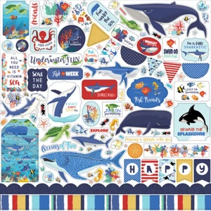 12x12 Sheet of Carta Bella Paper FISH ARE FRIENDS Scrapbook Element Stickers - Imagen 1 de 1
