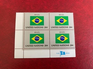 UN NEW YORK 1983 MNH FLAG SERIES BLOCK OF 4 BRAZIL - Picture 1 of 1