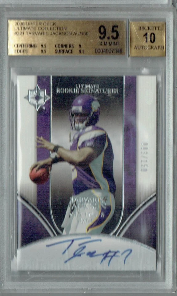 BGS 9.5 Gem Mint Tarvaris Jackson 2006 Upper Deck #221 Rookie Au 3/150 - Image 1 of 1