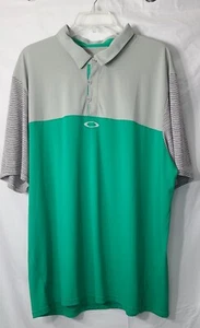 Oakley Polo Shirt Mens XXL Green Gray Regular Fit Golf Performance Casual - Picture 1 of 13