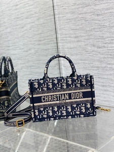 Christian Dior Mini Book Tote Bag Oblique Embroidery Blue With Strap – 21.5cm - Picture 1 of 8