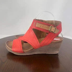 Sandalias Miz Mooz Maya para mujer 39/8,5 ráfaga de cuero naranja cremallera lateral correa de cuña - Imagen 1 de 19