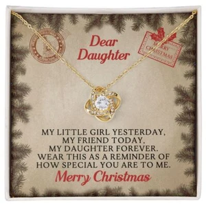 Collar To My Daughter/Love Knot/Oro/Plata/Tarjeta de Navidad y Caja de Regalo - Imagen 1 de 14