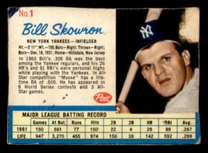 1962 Post Baseball #1 Bill Skowron GD *e1 - Picture 1 of 2