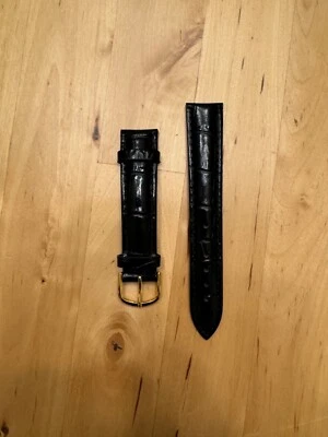 Pulseira de relógio de couro de jacaré preta 18 mm - Imagem 1 de 4