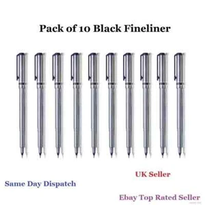 Pack Of 10 BLACK Fineliners Pens 0.5mm Fine Liner Drawing Black Pigment Ink Set - Picture 1 of 3