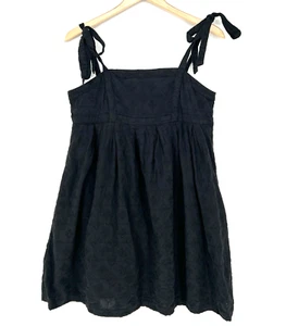 Old Navy Tie Shoulder Babydoll Dress Womens Size S Black Lined Embroidered - Picture 1 of 10