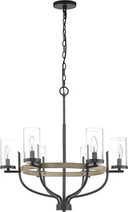 Homebelife 6 Lights Farmhouse Rustic Chandelier Lighting Fixture, Wagon Wheel - Picture 1 of 7