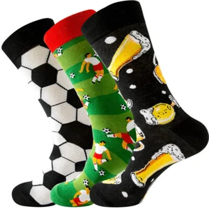 Pacchetto tifosi calcio - 3 paia calze cotone moda colorate divertenti regalo UK 7-11 - Foto 1 di 5