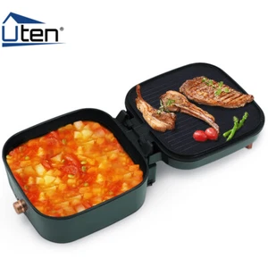 2 in 1 BBQ Grill Elektrik Pfanne Multifunktion Hotpot Rauchfrei Hot Pot 1800W - Bild 1 von 12