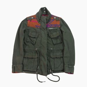 Superdry Aztec Jacket Womens XXS Olive Green Cotton Military M65 Ladies Coat