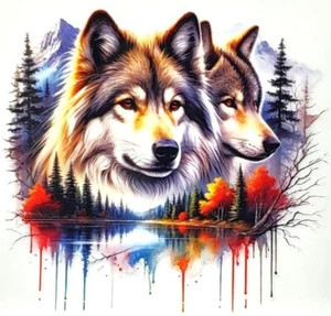 4" - UV DTF Transfer Vinyl Aufkleber - Aquarell Bergwolf - Decal - Bild 1 von 1