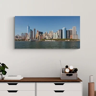 Horizonte panorámico de la ciudad de Nueva York impresión fotográfica metálica arte colgante en la pared 16" x 32" Foto 1 de 4