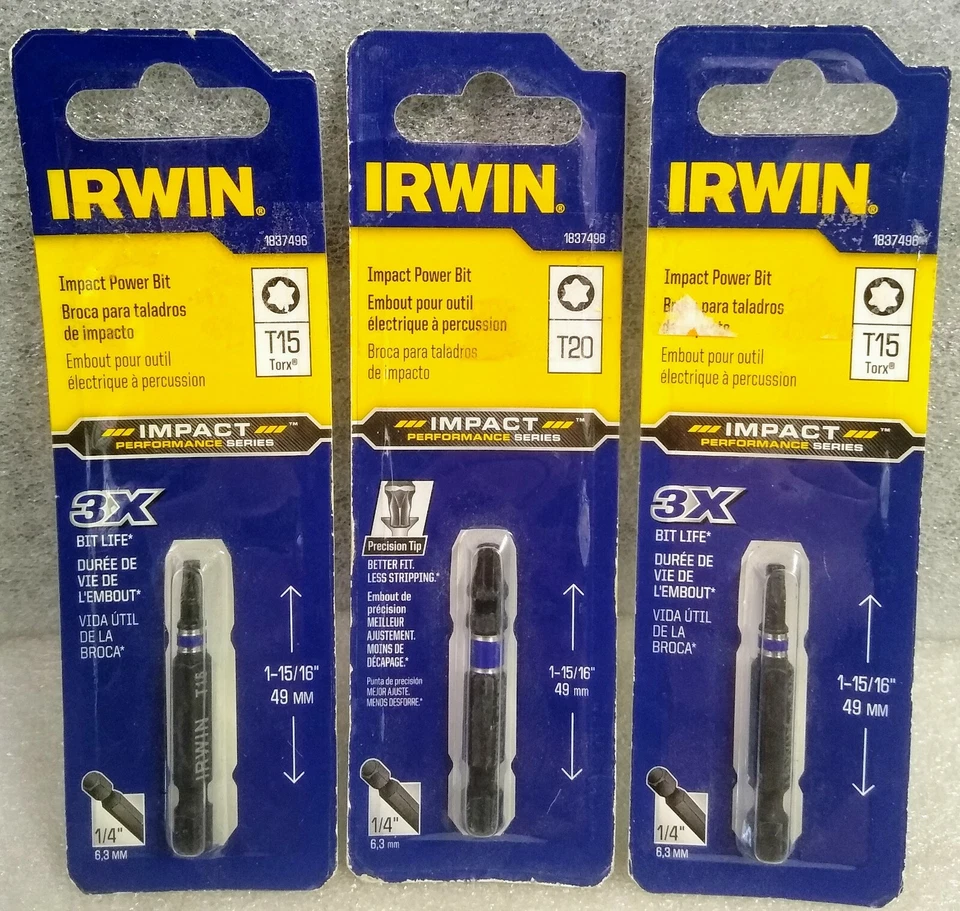 Irwin 1-15/16" Two T15 and One T20 Torx Impact Power Bit Set 1837496,1837498 #13 - Image 1 of 2