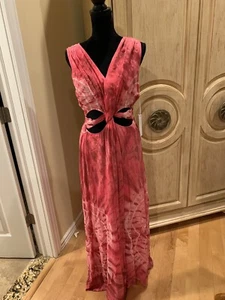 Young fabulous and broke pink tie-dye maxi dress size large NWT - Picture 1 of 3