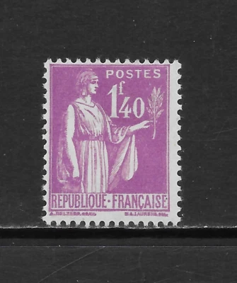 FRANCE SCOTT 881 MH FINE - 1939 1.40fr BRIGHT RED VIO ISSUE - PEACE/OLIVE BRANCH - Image 1 of 2
