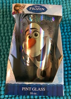 NOVO ~ DISNEY ~ FROZEN ~ OLAF "CHILLIN" PINT GLASS ~ NIB - Imagem 1 de 4