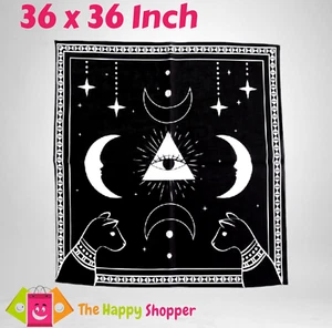 Eye Moon Wall Tapestry Tarot Altar Cloth Witch Wiccan Pagan 36 x 36 Inches UK - Picture 1 of 3