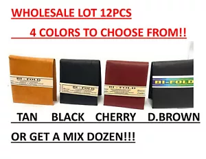 LOTE AL POR MAYOR 12 BILLETERAS DE CUERO PARA HOMBRE PLEGABLES 4 colores negro, beige, marrón o mezclado - Imagen 1 de 13