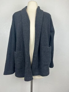Cárdigan EILEEN FISHER Gris Jaspeado Frente Abierto Mezcla Lana Bolsillos Talla XS - Imagen 1 de 7