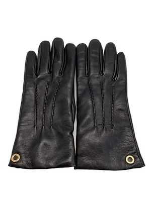 Luvas femininas COACH de couro preto F32700 - Imagem 1 de 4
