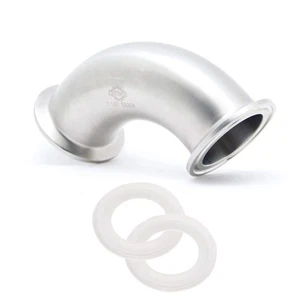 Abrazadera Codo Sanitaria SS304 90 Grados Tri Abrazadera Tubo Virola (1.5" Tubo OD) - Imagen 1 de 6