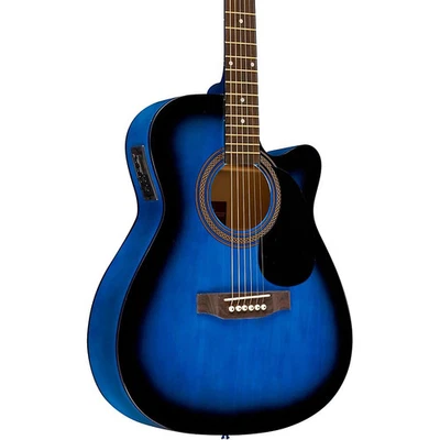 Rogue RA-090 Concert Cutaway Acoustic-Electric Guitar Blue Burst - Image 1 of 4