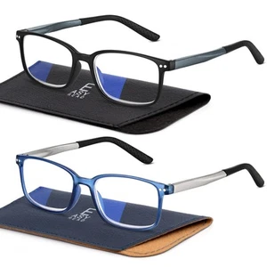 EASY READ 2 Pairs Sporty Style Reading Glasses for Men,Rectangular TR90 Blue ... - Picture 1 of 6
