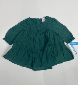 NEU Carter's Baby Mädchen grün Langarm gepunktetes Kleid Größe Neugeborenes - Bild 1 von 3