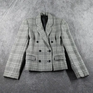 Vintage St Michael Mantel Damen UK 10 grau Glen Plaid reine Schurwolle zweireihig - Bild 1 von 9