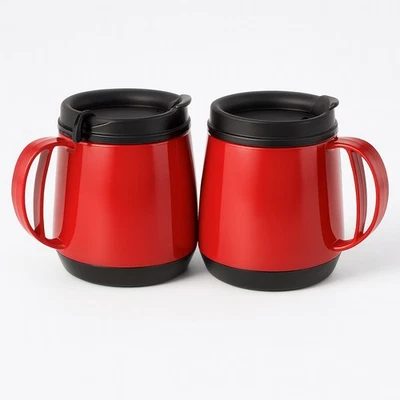 2 Foam Insulated 20oz Wide Body Thermoserv Mugs In Red Thermo Serv - Image 1 of 2