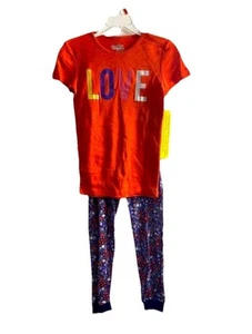 Joe Boxer Boy's Size 10 Red & Blue Girls Snug Fitting 2-Piece Pajama Set/New/ - Picture 1 of 4