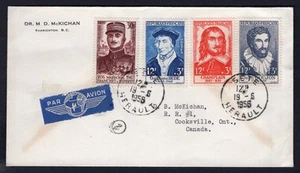 FRANCE 1956 Airmail Cover to Canada, Semi-Postal Stamps - Bild 1 von 2