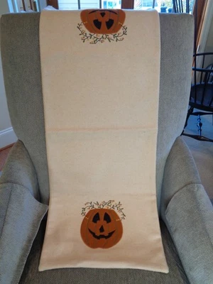 RAGHU Collection Pumpkin Penny Rug Table Runner 14" x 36" Wool Felt - Image 1 of 2