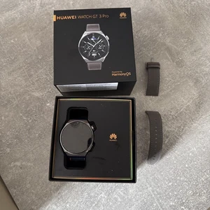 Huawei Watch GT 3 Pro 46 mm Light Titanium Case with Grey Leather Band - Picture 1 of 8