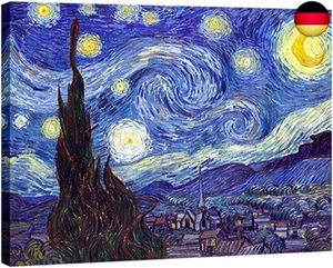 Wieco Art Sternennacht Leinwanddruck von Van Gogh Ölgemälde Reproduktion M - Bild 1 von 2