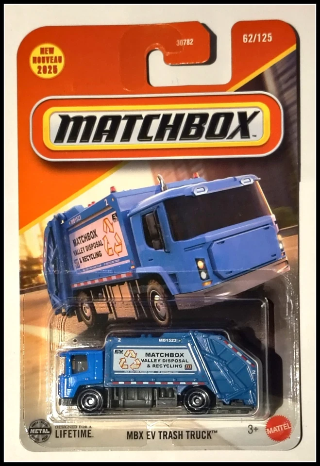 Matchbox Blue EV Trash Truck 62/125 - Image 1 of 1