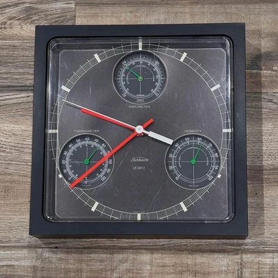 Vintage Wall Clock Black Plastic 70s Retro MCM Space Age Seventies Shabby Chic - Image 1 of 4