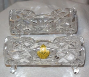 2-Vtg CIC Handcut Lead Crystal Master Salt Cellar Dish-Germany US Zone w. Label - Picture 1 of 14