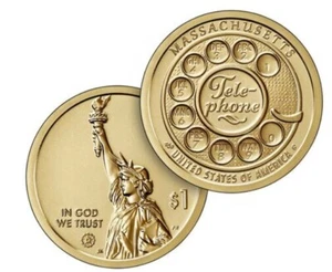 Moneda de 1 dólar de prueba inversa American Innovation 2020 (S) - Massachusetts - Imagen 1 de 4