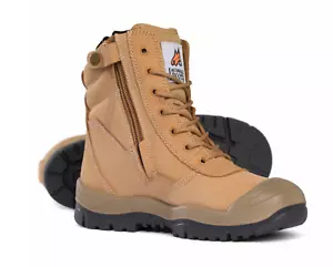 Mongrel 451050 High Leg Zipsider Safety Work Boots w/Scuff Cap Aus-Made in Wheat - Picture 1 of 5