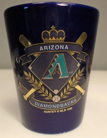 Arizona Diamondbacks Hunter MLB 1998  Cobalt Blue Ceramic Shot Glass 2 3/8" tall Cover