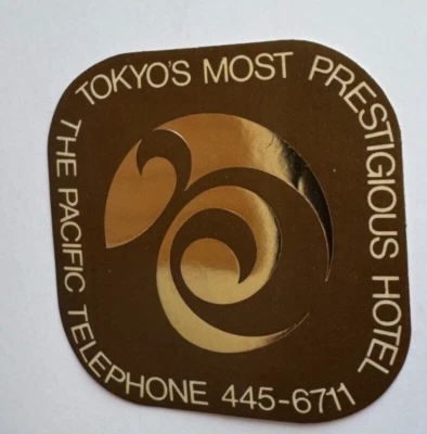 Etiqueta adhesiva de equipaje de hotel de Japón El hotel más prestigioso del Pacífico Tokio Foto 1 de 2