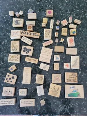Lot of Craft Stamps Ink Assorted Over 55 Total rubber monger stamp ems rosa L2 Foto 1 de 4