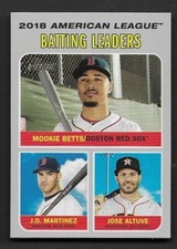 2019 Topps Heritage #62 Jose Altuve / Mookie Betts / J.D. Martinez LL Red Sox