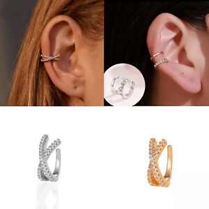 EAR CUFF Earrings Crystal Cartilage Ear Ring Fake Clip On Cuff Rhinestone Women