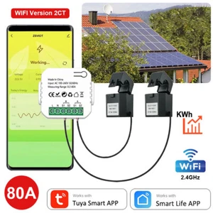 80A Tuya Smart Wifi/Zigbee Smart Energy Meter Solar PV System Power Monitor App - Picture 1 of 20