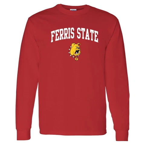 Ferris State University Bulldogs Arch Logo Long Sleeve Tee - Red Cover