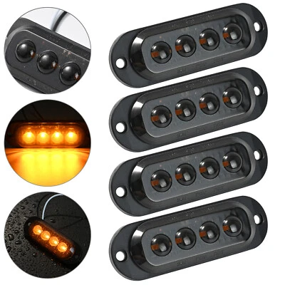 4x 12V 24V LED Seitenmarkierungsleuchte Begrenzungsleuchten Gelb Anhänger LKW - Bild 1 von 4