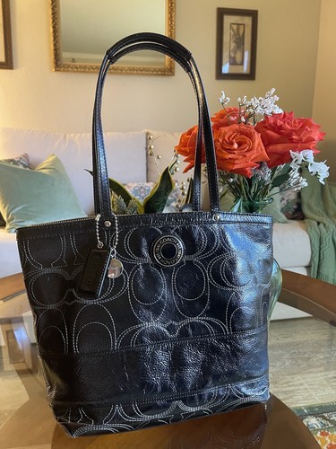 BORSA BREVETTATA COACH F19198 FIRMA CUCITA NERA Stile Classico